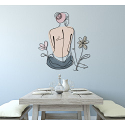 Panneau mural Dame avec fleur – Charme et élégance florale (80 x 1,3 x 90 cm)