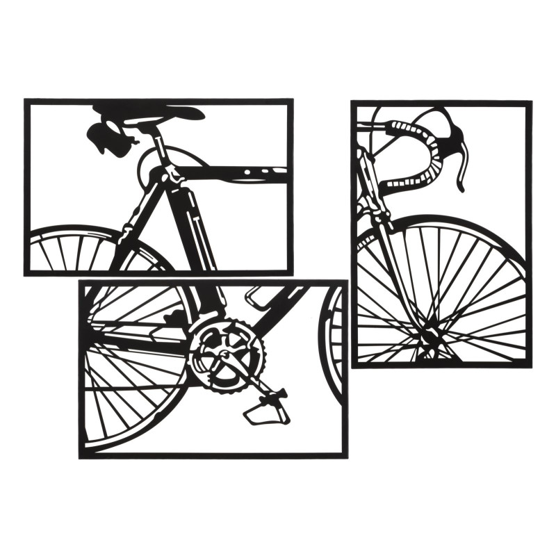 Ensemble de panneaux mural pour vélo – Lot de 3 pièces, style moderne (40 x 1,3 x 60 cm / taille d’une pièce unique)