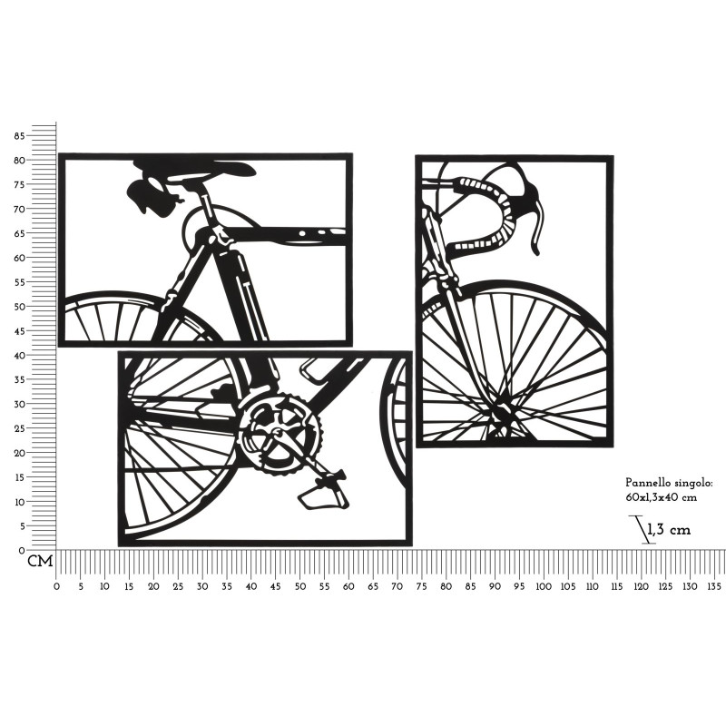 Ensemble de panneaux mural pour vélo – Lot de 3 pièces, style moderne (40 x 1,3 x 60 cm / taille d’une pièce unique)