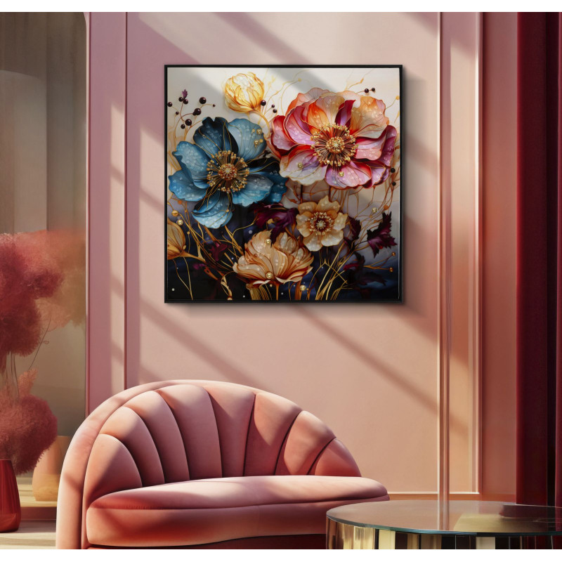 Tableau mural laqué avec cadre NARCY – A – Luxe contemporain (82 x 4 x 82 cm)