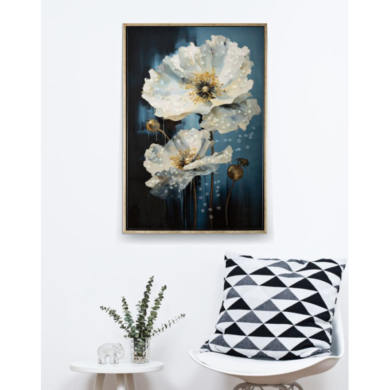 Tableau mural laqué avec cadre BLEU – Touche colorée raffinée (42 x 3,5 x 62 cm)