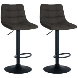 Lot de 2 tabourets de bar Jerry tissu noir gris foncé