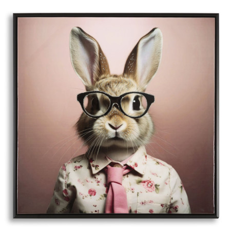 Tableau mural laqué avec cadre LAPIN C/CORNICE – Originalité et style (62,5 x 2,8 x 62,5 cm)