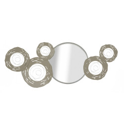 Panneau mural en fer forgé avec miroir – Reflets et raffinement glamour (106 x 3,8 x 48 cm)