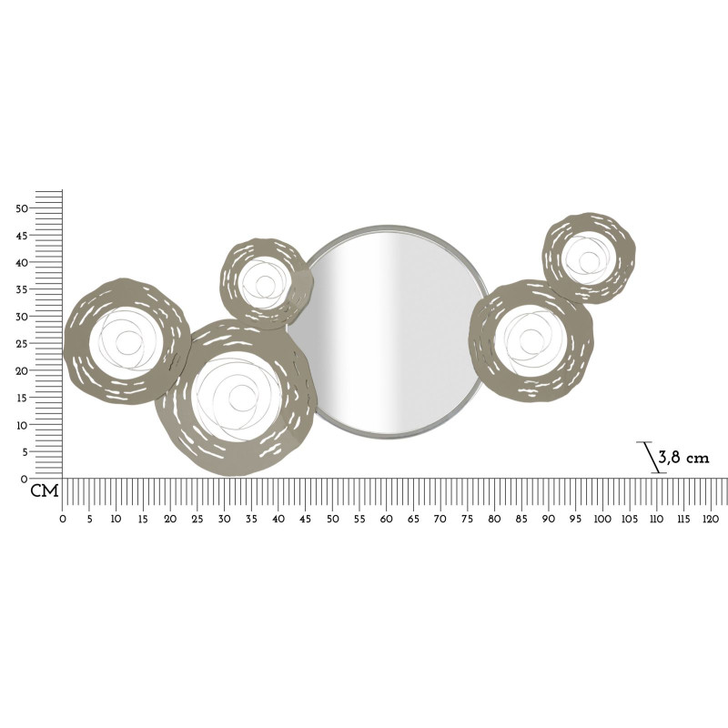 Panneau mural en fer forgé avec miroir – Reflets et raffinement glamour (106 x 3,8 x 48 cm)