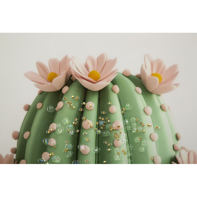 Impression sur toile laquée motif cactus B – Fraîcheur et nature murale (40 x 2,8 x 40 cm)