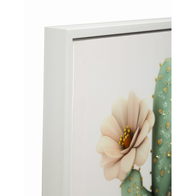 Impression sur toile laquée motif cactus D – Style et douceur décorative (40 x 2,8 x 40 cm)