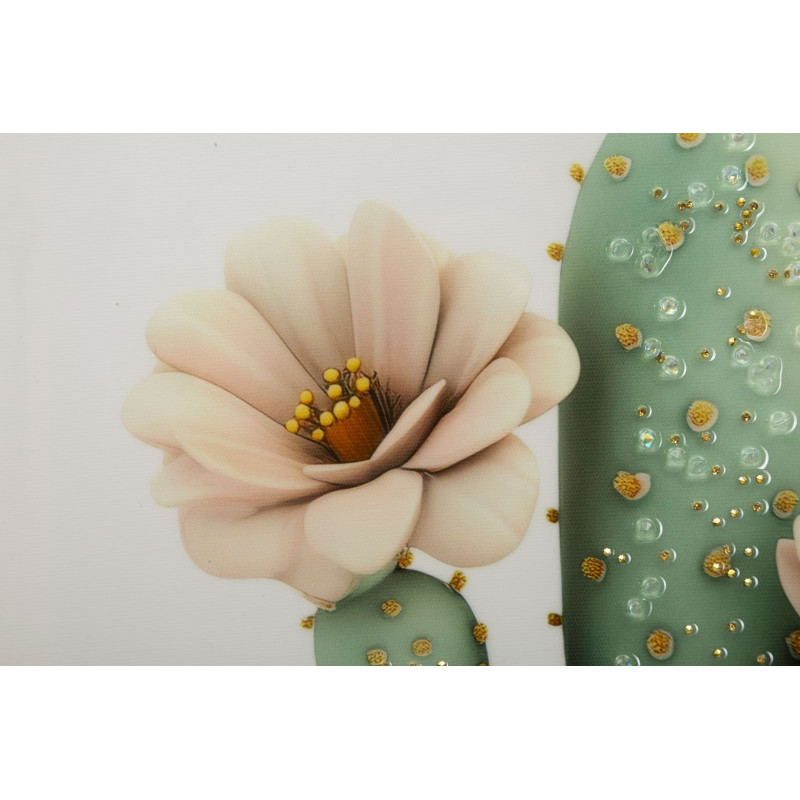 Impression sur toile laquée motif cactus D – Style et douceur décorative (40 x 2,8 x 40 cm)