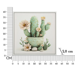 Impression sur toile laquée motif cactus D – Style et douceur décorative (40 x 2,8 x 40 cm)