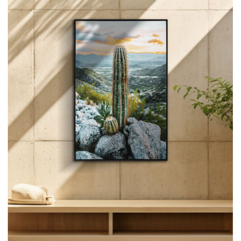Impression sur toile laquée Cactus H – Grandeur et modernité murale (60 x 4 x 90 cm)