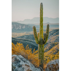 Impression sur toile laquée Cactus L – Fraîcheur artistique sur mur (60 x 4 x 90 cm)