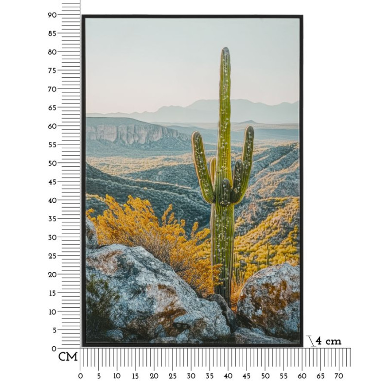 Impression sur toile laquée Cactus L – Fraîcheur artistique sur mur (60 x 4 x 90 cm)