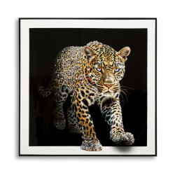 Tableau sur toile laquée JAGUAR A – Animalité et glamour (82 x 4 x 82 cm)