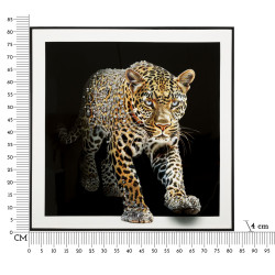 Tableau sur toile laquée JAGUAR A – Animalité et glamour (82 x 4 x 82 cm)