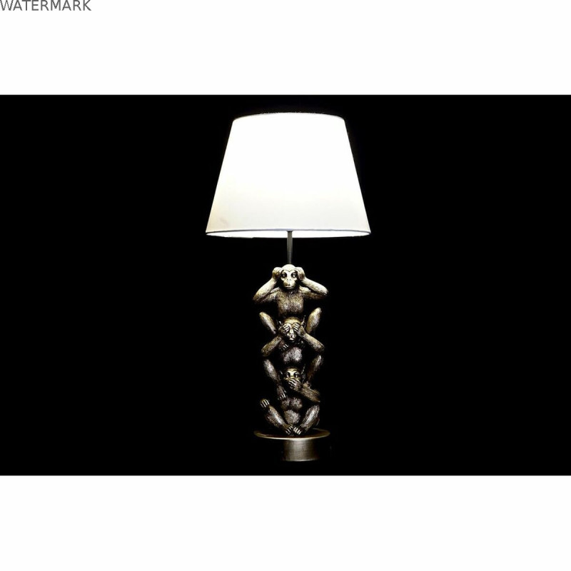 Lampe de bureau DKD Home Decor Doré Blanc Colonial 220 V 50 W Singe (30 x 30 x 61 cm)