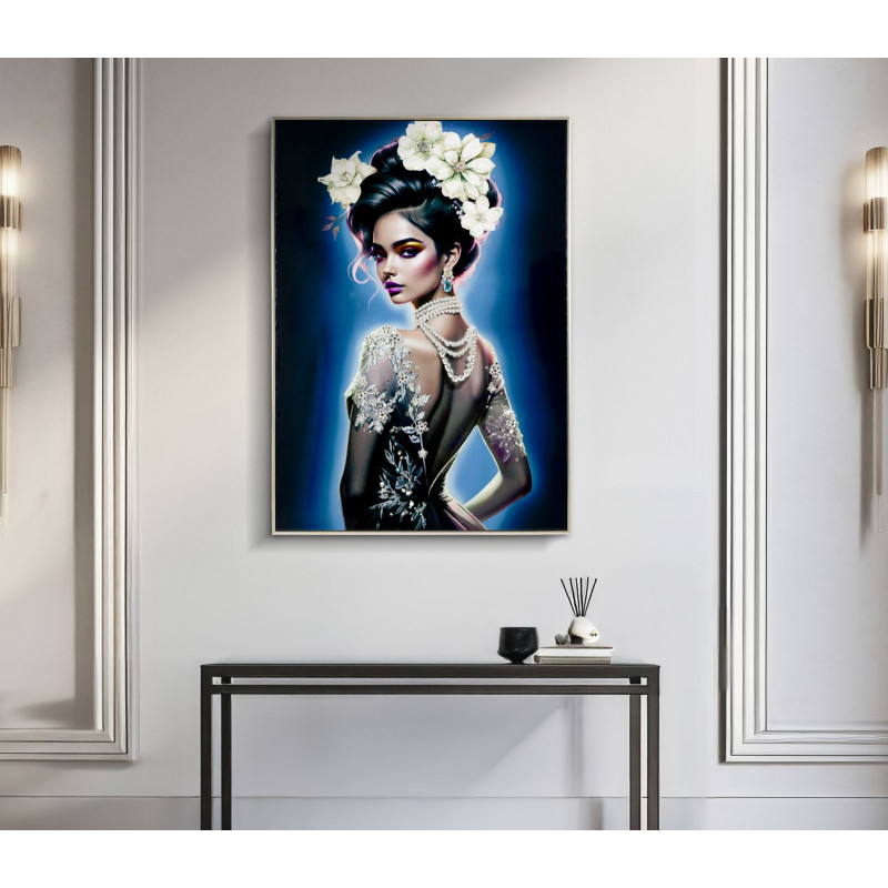 **Italiano:**

Quadro su tela laccata Isabel B – Raffinatezza contemporanea (72 x 4 x 102 cm)