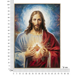 Jesús pintado sobre lienzo lacado con marco – Espiritualidad y diseño (72 x 4 x 102 cm)