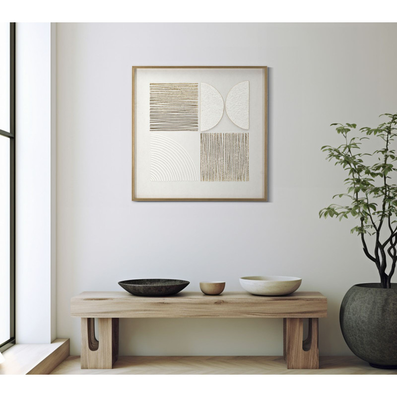 Quadro abstrato em tela H – Formas e cores dinâmicas (60 x 3 x 60 cm)