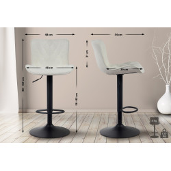 Tabouret de bar en tissu Emma crème