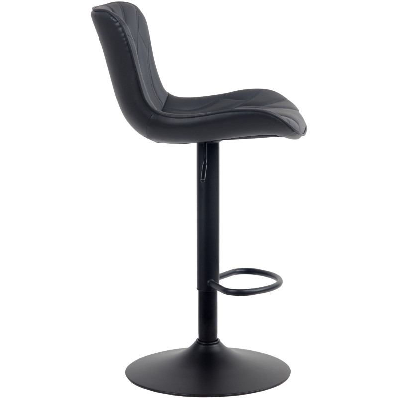 Tabouret de bar Linus en cuir artificiel noir