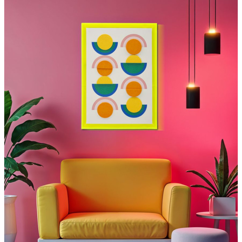 Impresión en lienzo Pop Art con marco L – Explosión de colores y energía mural (50 x 3,3 x 70 cm)