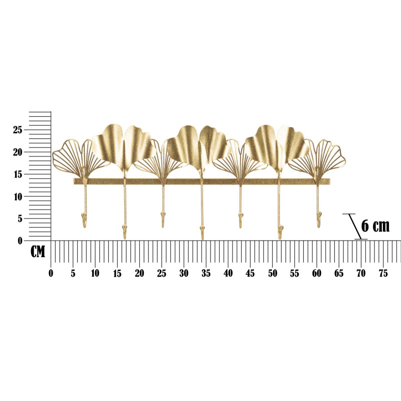 Crochê de parede 7 folhas – Elegância prática e decorativa XXL (66,2 x 6 x 26,3 cm)