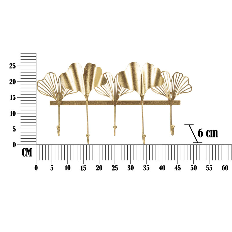 Ganchillo de pared de 5 hojas – Funcionalidad y estilo para tu pared (49,5 x 6 x 26,3 cm)