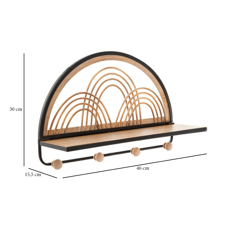 Étagère OPORTO avec cintres – Polyvalence et élégance murale (46 x 15,5 x 30 cm)