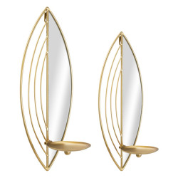 Conjunto de 2 candelabros con forma de hoja – Elegancia luminosa y romántica (18 x 13 x 41 cm / 15 x 13 x 35 cm)