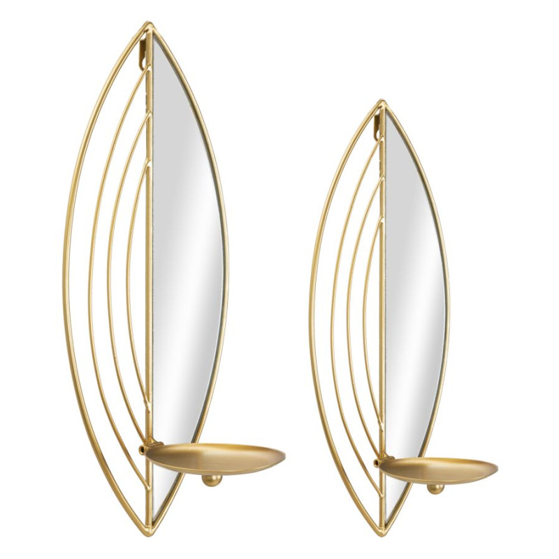 Ensemble de 2 porte-bougies en forme de feuille – Élégance lumineuse et romantique (18 x 13 x 41 cm / 15 x 13 x 35 cm)