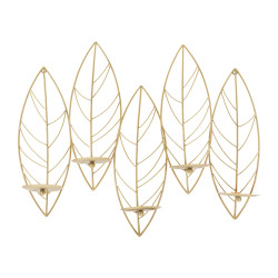 Portavelas de pared con forma de hoja – Elegancia y sofisticación para tu pared (66 x 14 x 56 cm)