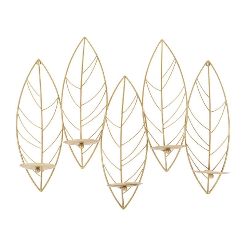Porte-bougies mural en forme de feuille – Style et sophistication murale (66 x 14 x 56 cm)