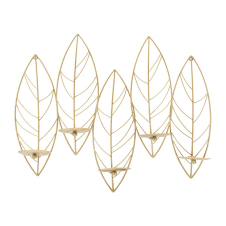 Portavelas de pared con forma de hoja – Elegancia y sofisticación para tu pared (66 x 14 x 56 cm)