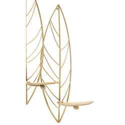 Porte-bougies mural en forme de feuille – Style et sophistication murale (66 x 14 x 56 cm)
