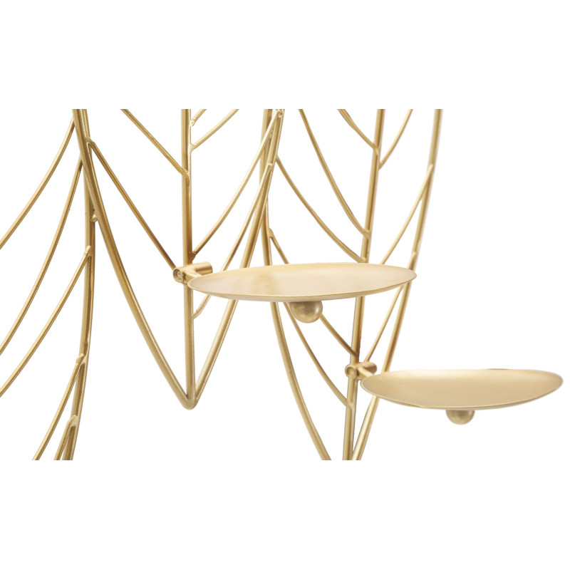 Porta-velas de parede em forma de folha – Estilo e sofisticação para a sua parede (66 x 14 x 56 cm)