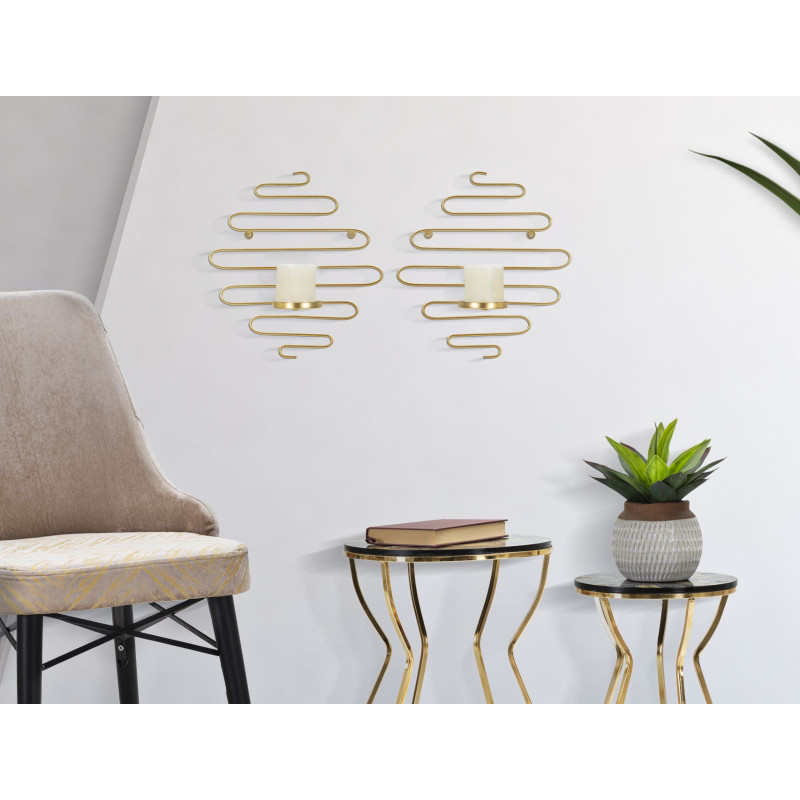Conjunto de 2 soportes de pared para velas ALID – Funcionalidad y encanto decorativo (33 x 10 x 34 cm)
