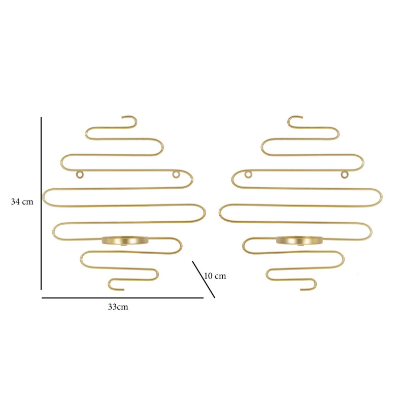 Conjunto de 2 soportes de pared para velas ALID – Funcionalidad y encanto decorativo (33 x 10 x 34 cm)