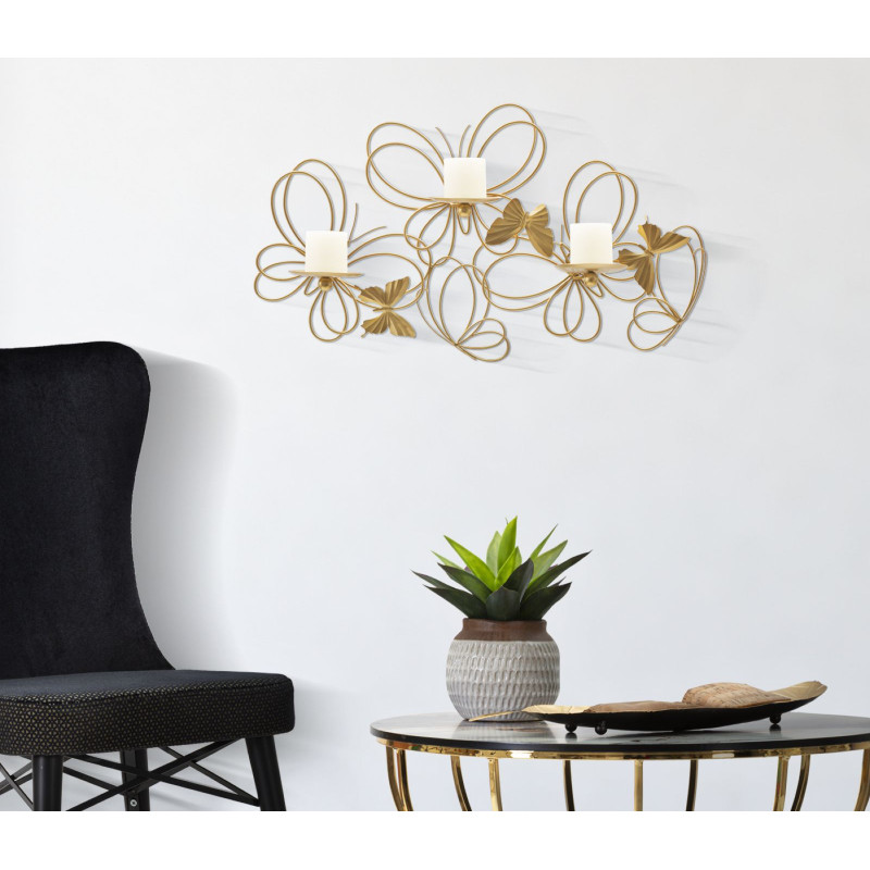 Portacandele da parete PAPILS – Design raffinato e modernità (61 x 12 x 34 cm)