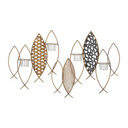 Portacandele da parete a forma di pesce – Originalità bohémien ed eleganza murale (66 x 9 x 40,5 cm)