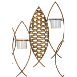 Portacandele da parete a forma di pesce – Originalità bohémien ed eleganza murale (66 x 9 x 40,5 cm)