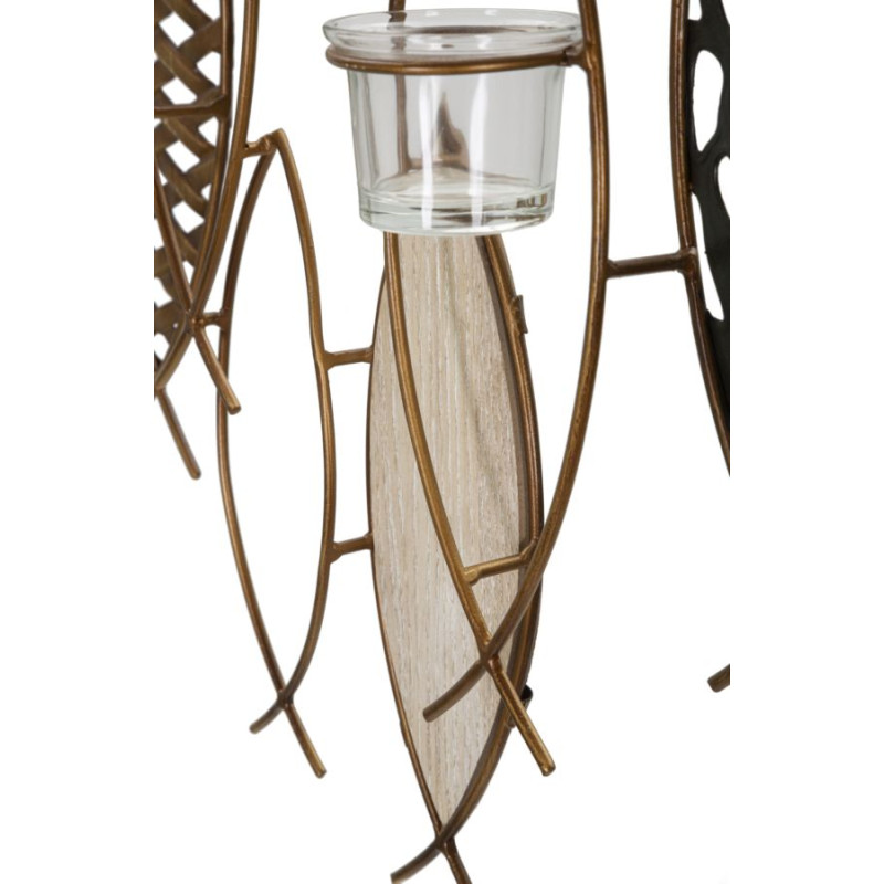 Porta-velas de parede em forma de peixe – Originalidade boémia e elegância de parede (66 x 9 x 40,5 cm)