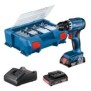 Perceuse-visseuse Bosch professional GSR 18V + 2 batteries 2,0Ah + chargeur + 82 pieces, en L-Case