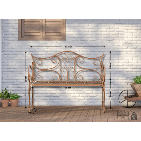 Banc de jardin Tara brun antique