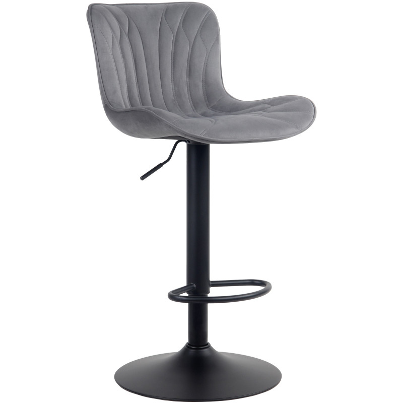 Tabouret de bar en velours Linus gris foncé