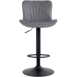 Tabouret de bar en velours Linus gris foncé