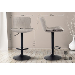 Tabouret de bar en tissu Linus taupe