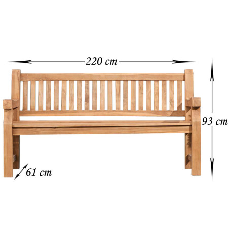 Banc en teck Jackson 220 cm teck