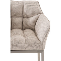 Tabouret de bar Damaso E en tissu avec piètement à 4 pieds ivoire