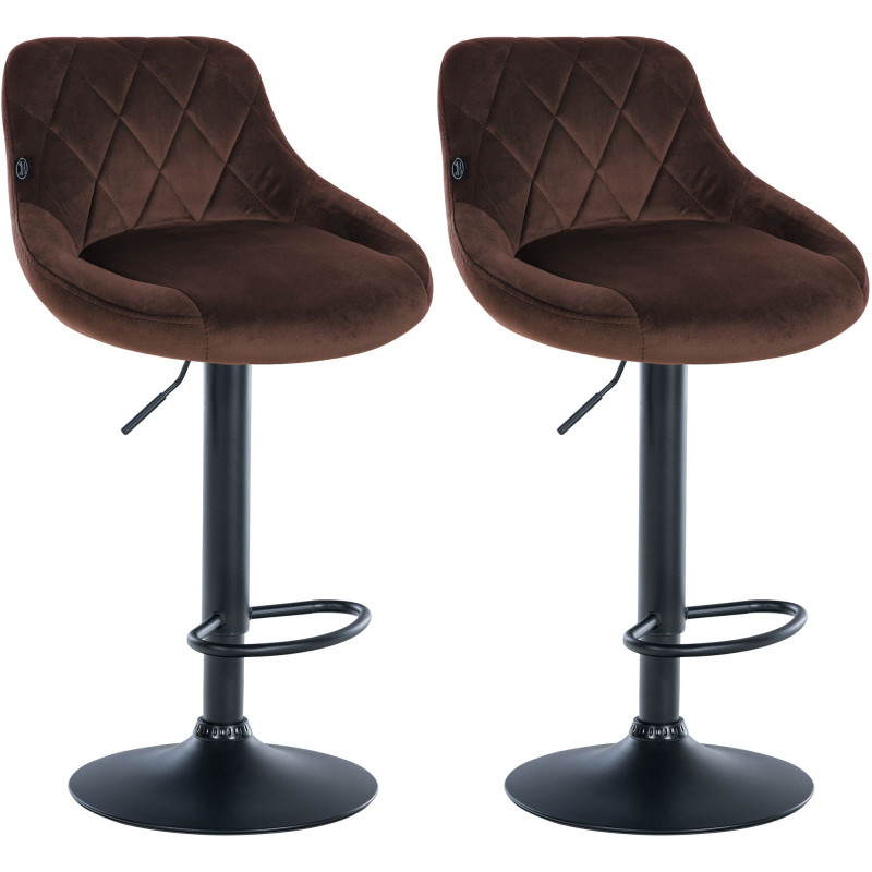 Lot de 2 tabourets de bar Lazio en velours noir et marron