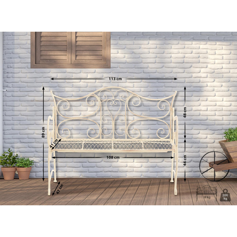 Banc de jardin Tara crème antique